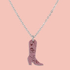 Mini Pink Cowboy Boot Necklace
