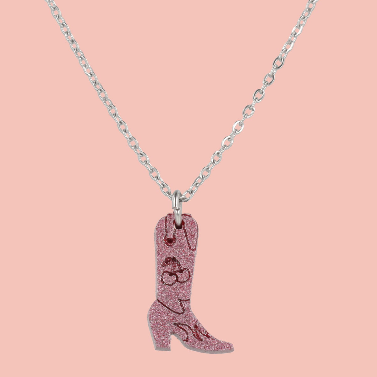 Mini Pink Cowboy Boot Necklace