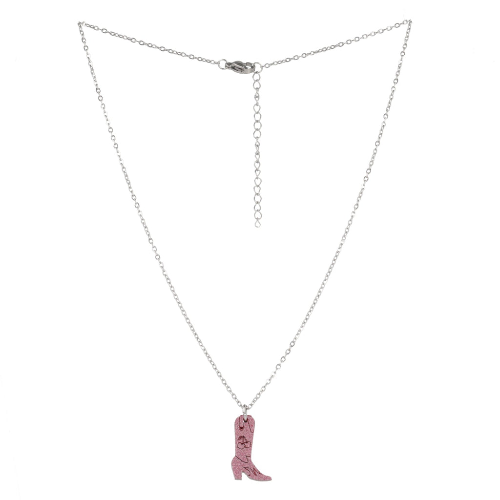 Mini Pink Cowboy Boot Necklace