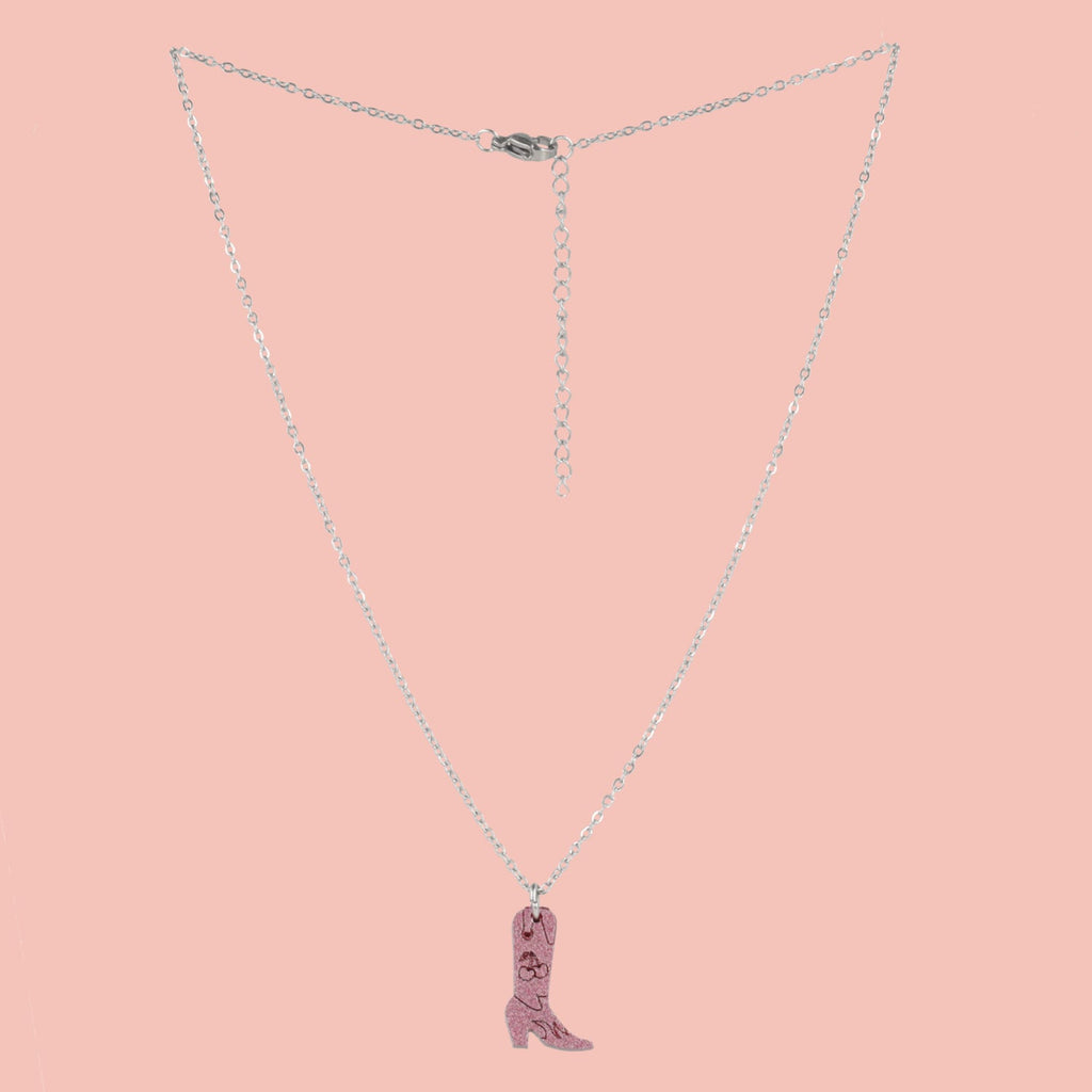 Mini Pink Cowboy Boot Necklace
