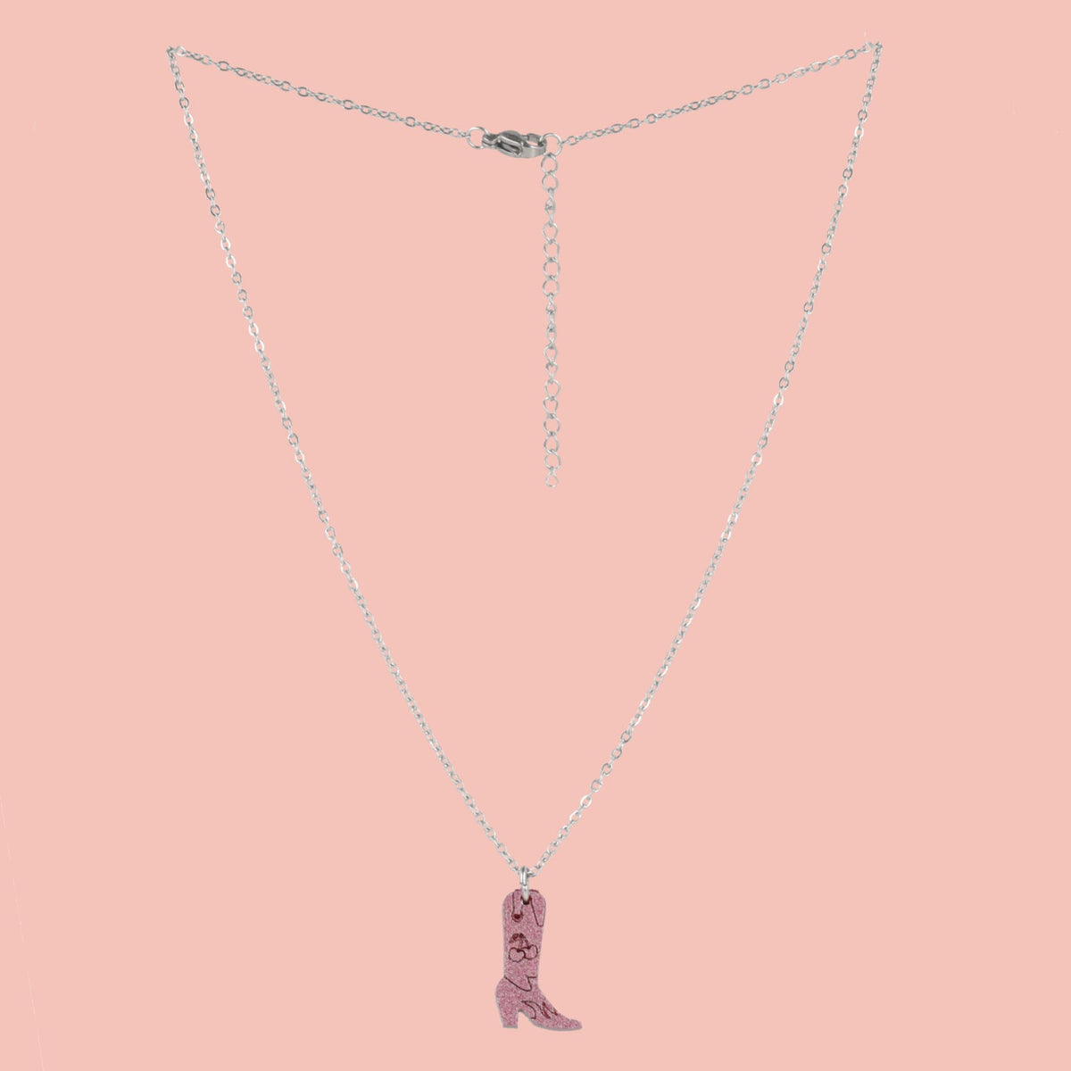Mini Pink Cowboy Boot Necklace