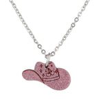 Mini Pink Cowboy Hat Necklace