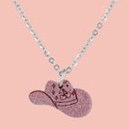 Mini Pink Cowboy Hat Necklace