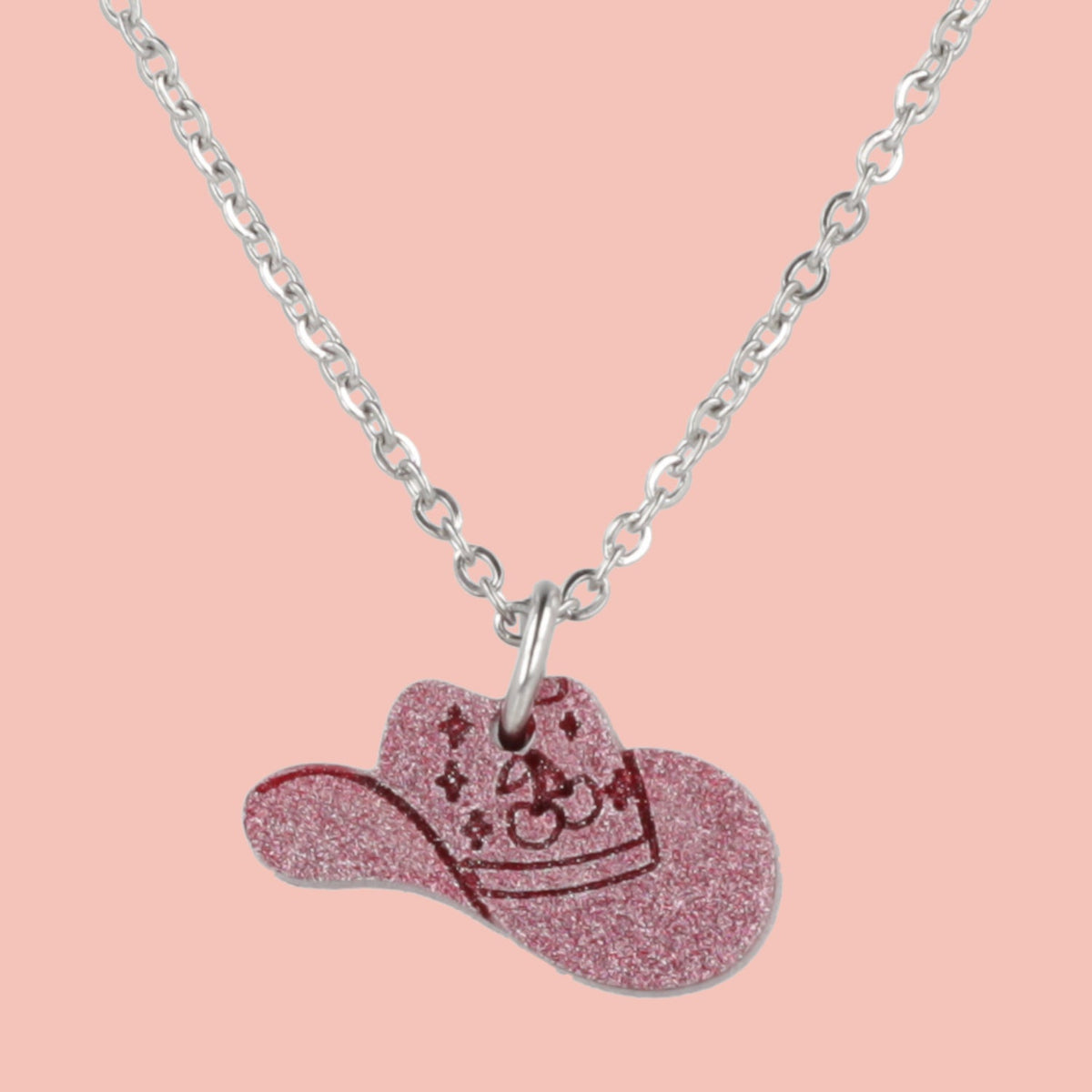 Mini Pink Cowboy Hat Necklace