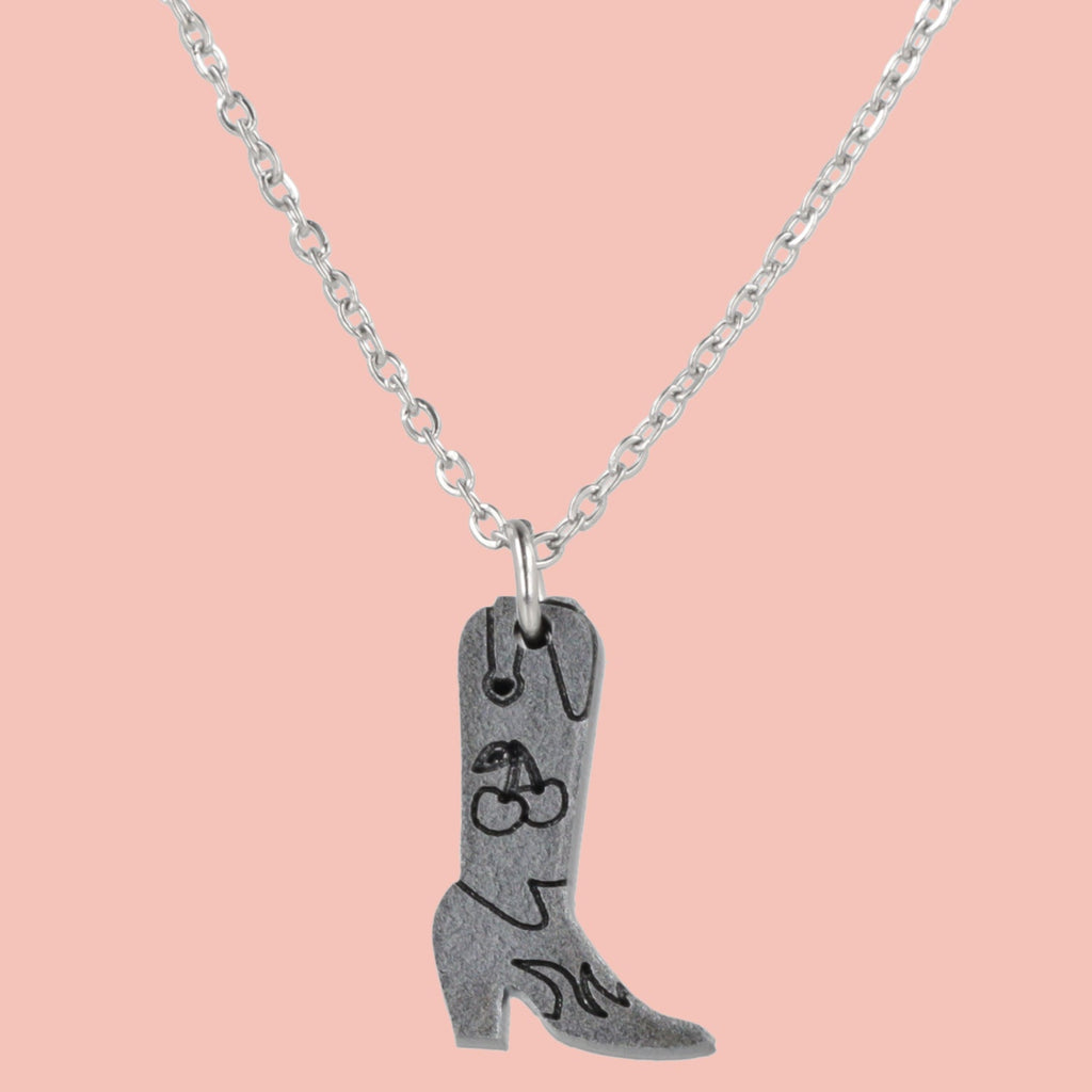 Mini Silver Cowboy Boot Necklace