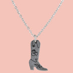 Mini Silver Cowboy Boot Necklace