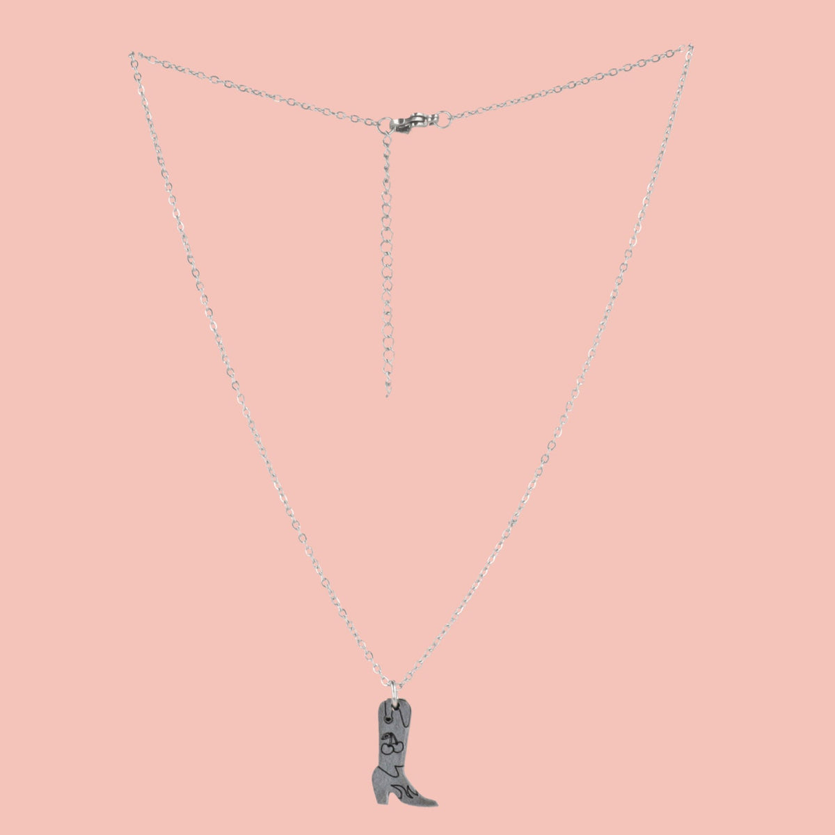 Mini Silver Cowboy Boot Necklace