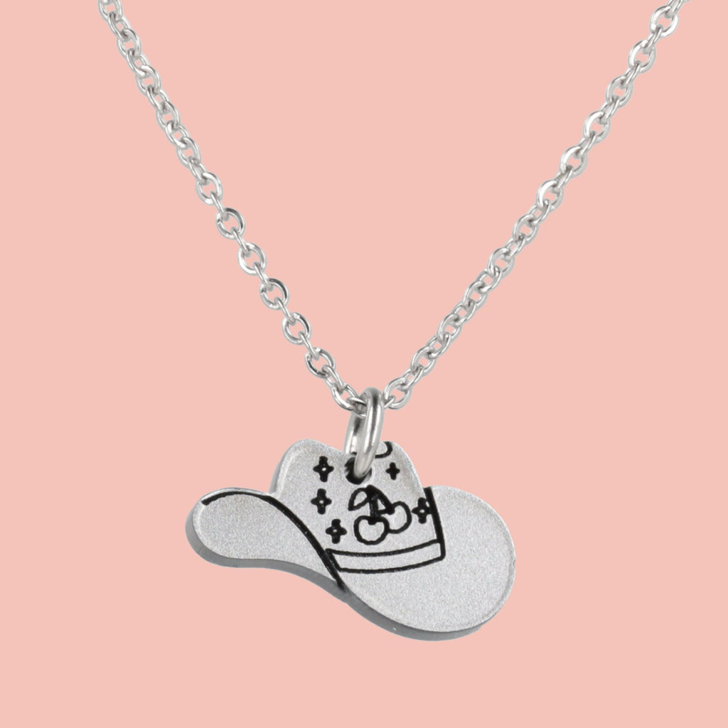 Mini Silver Cowboy Hat Necklace
