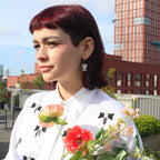 Mini White Bow Huggie Hoop Earrings