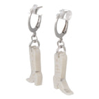 Mini White Cowboy Boot Huggie Hoop Earrings