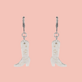 Mini White Cowboy Boot Huggie Hoop Earrings