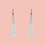 Mini White Cowboy Boot Huggie Hoop Earrings
