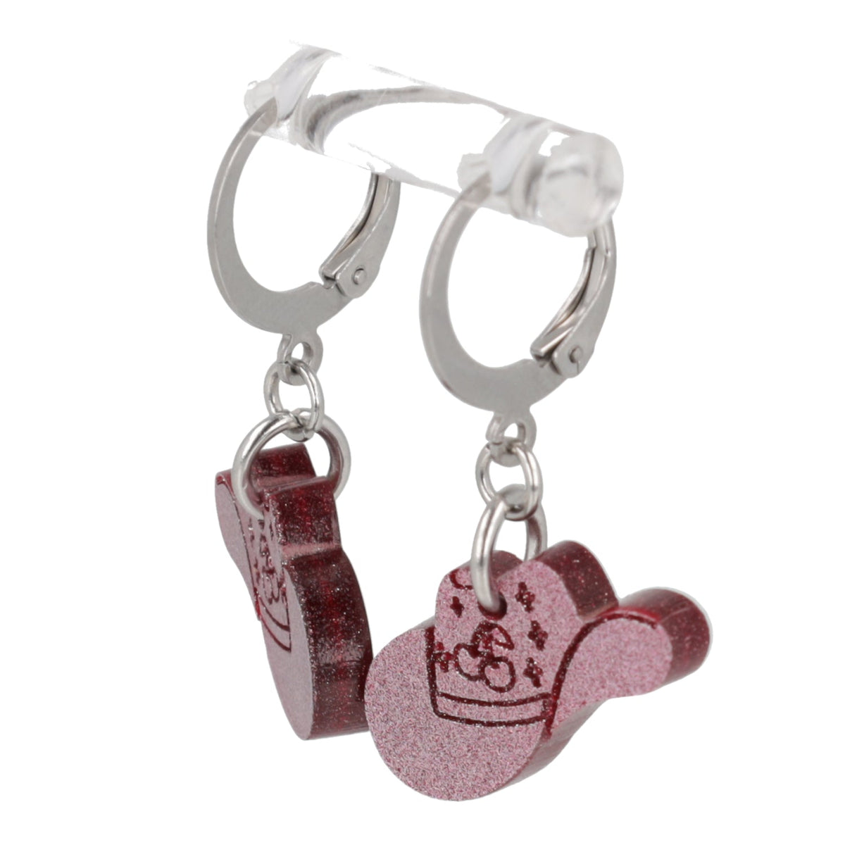 Mini Pink Cowboy Hat Huggie Hoop Earrings