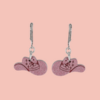 Mini Pink Cowboy Hat Huggie Hoop Earrings
