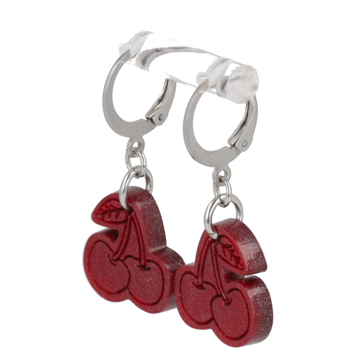 Mini Red Cherry Huggie Hoop Earrings