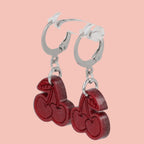 Mini Red Cherry Huggie Hoop Earrings