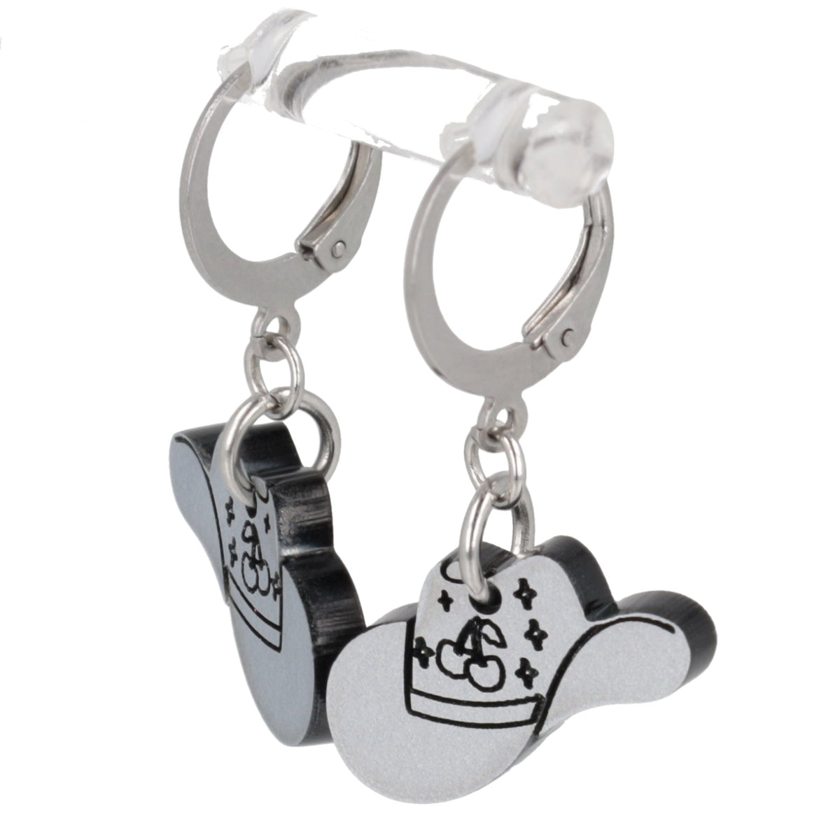 Mini Silver Cowboy Hat Huggie Hoop Earrings