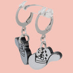 Mini Silver Cowboy Hat Huggie Hoop Earrings