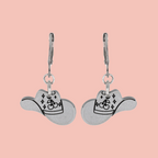 Mini Silver Cowboy Hat Huggie Hoop Earrings