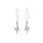 Mini Silver Glitter Lightning Bolt Hoop Earrings