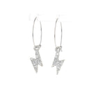 Mini Silver Glitter Lightning Bolt Hoop Earrings