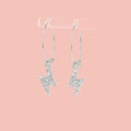 Mini Silver Glitter Lightning Bolt Hoop Earrings