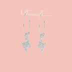 Mini Silver Glitter Lightning Bolt Hoop Earrings