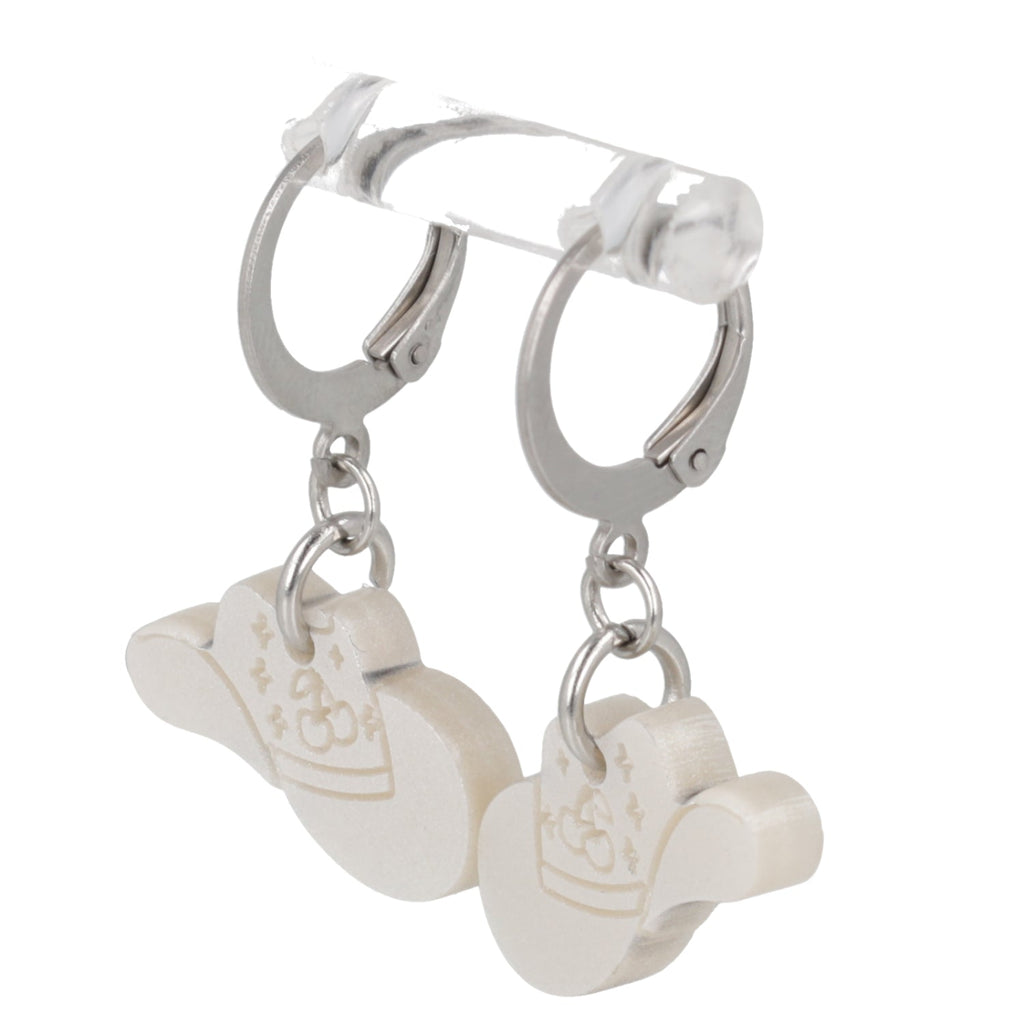 Mini White Cowboy Hat Huggie Hoop Earrings