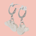 Mini White Cowboy Hat Huggie Hoop Earrings