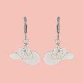Mini White Cowboy Hat Huggie Hoop Earrings