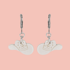 Mini White Cowboy Hat Huggie Hoop Earrings